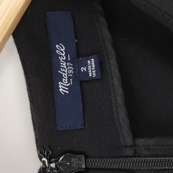 Madewell Mini Dress Size 2 Black White Fit & Flare Sleeveless Skater Stretch - Picture 3 of 8